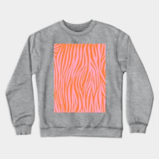 Pink and Orange, Pastel, Zebra Stripes, Pattern Crewneck Sweatshirt